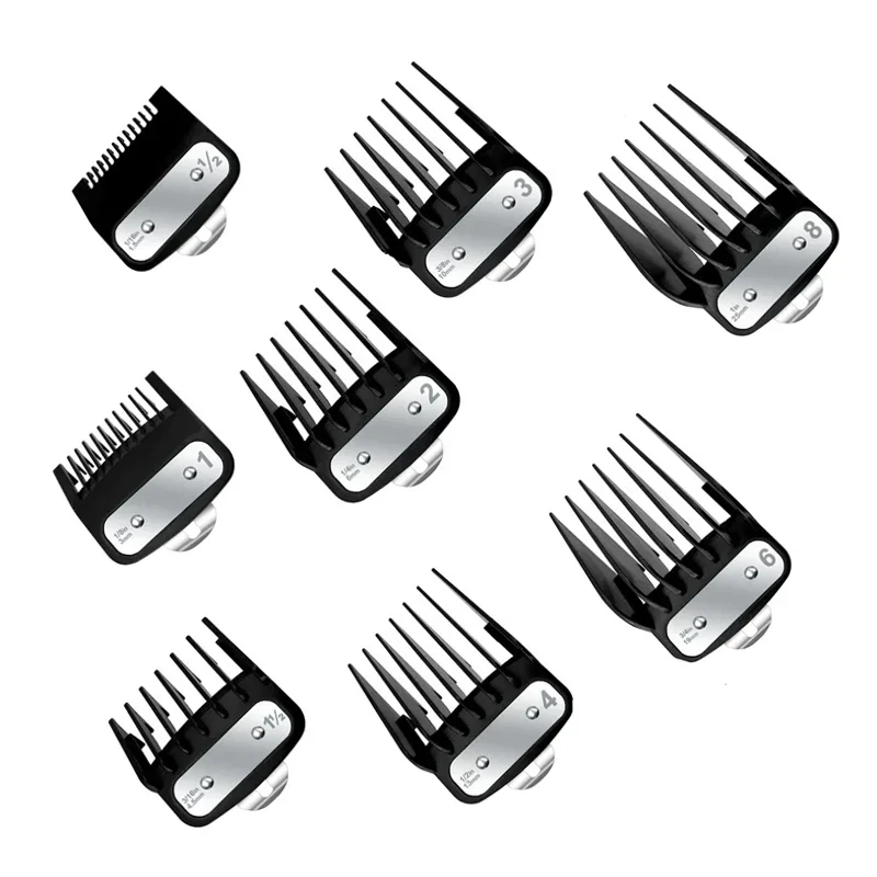 

8pack Premium Clipper Guards with metal Guides Combs set Compatible with Most Wahl Clippers ，such as 8148 8504 1919 8591 etc