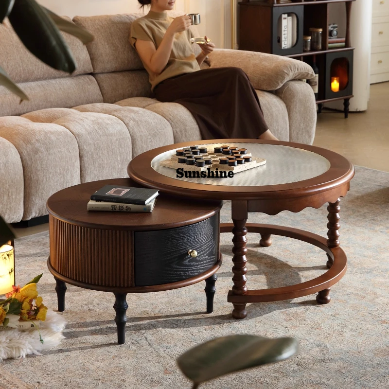 

Industrial Kitchen Side Table Organizer Wood Storage Drawers Coffee Table Space Saving Unique Kaffee Tische Patio Furniture