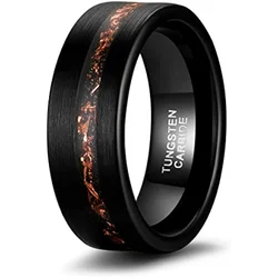 Somen 8mm Mens Wedding Band Tungsten Rings for Men Women Copper Sand Groove Center Black Mens Rings Beveled Edges Comfort Fit