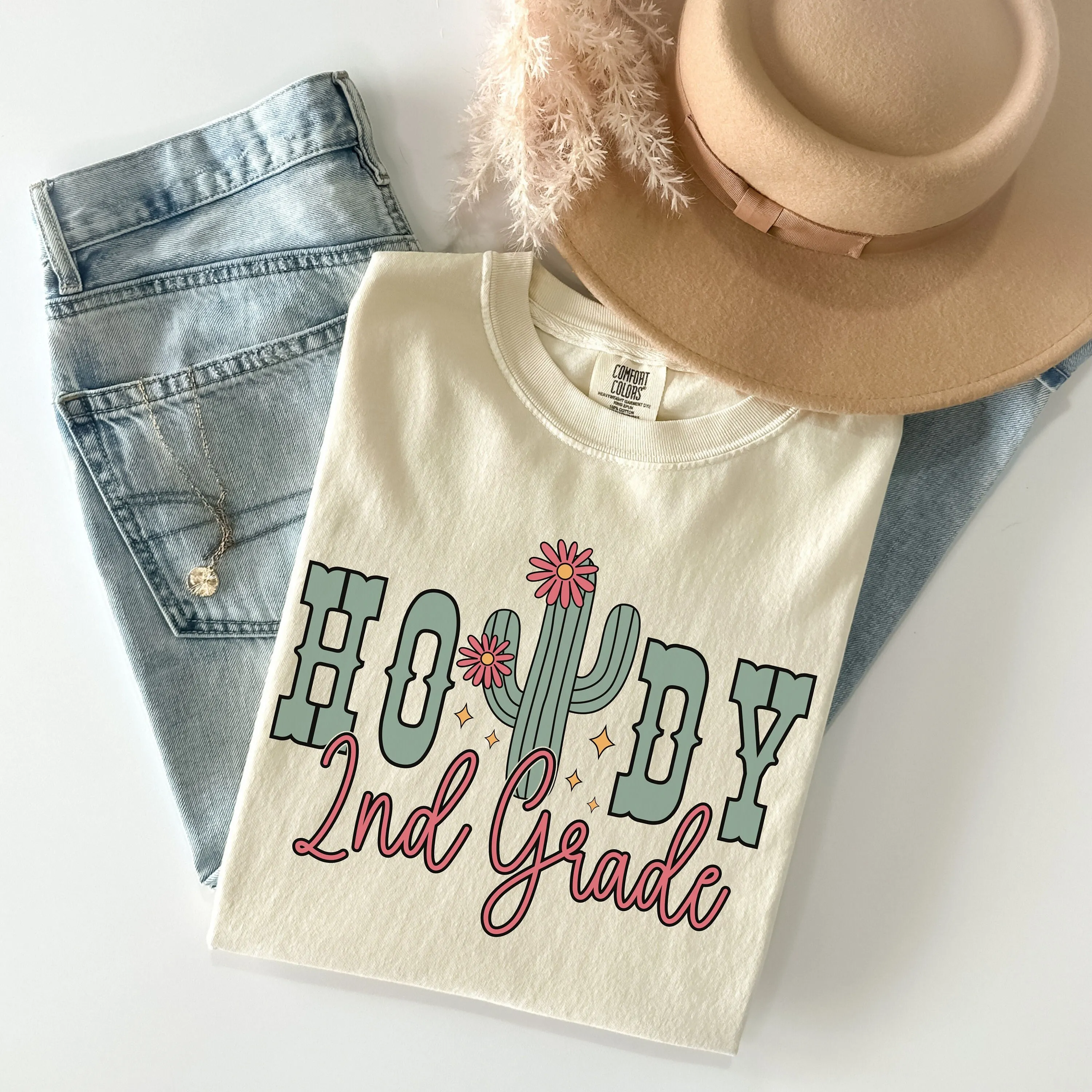 Second Grade Teacher T Shirt Howdy 2Nd Comfort Color Rodeo Western Cowgirl