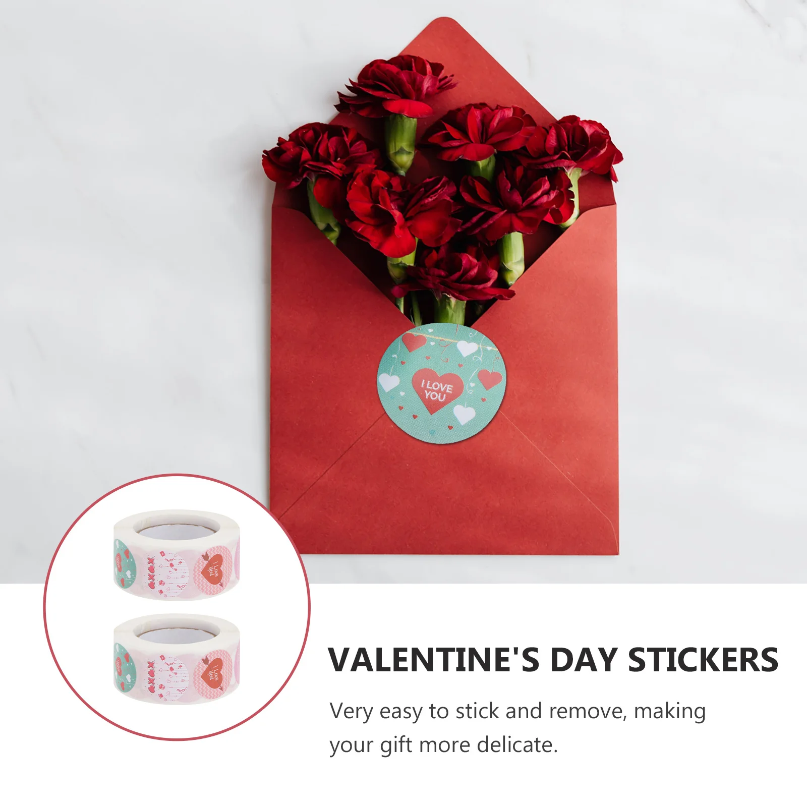 

2 рулона этикеток ко Дню святого Валентина, декоративные наклейки для подарочного букета «Я люблю тебя», уплотнительные наклейки, романтический декор для вечеринки, конверт