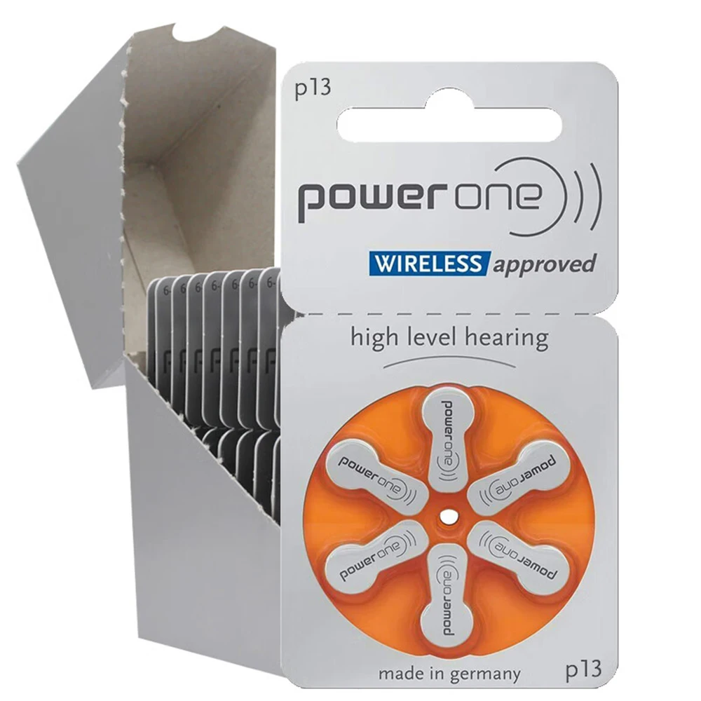 60 Power One P13 Mercury Free Hearing Aid Batteries PR48 Hearing Aid Battery P13 13A 13 a13