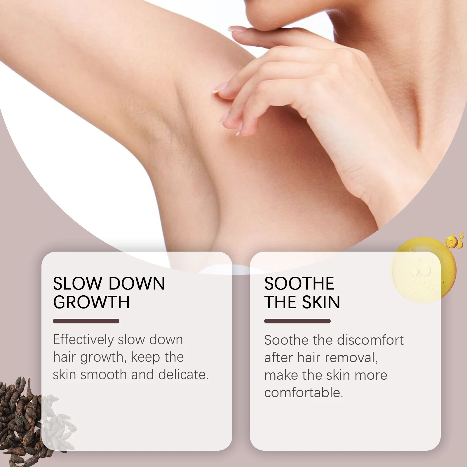 Inibisce la crescita dei capelli Olio di Cyperus Rotundus Depilazione indolore Rallentamento Ascelle Gambe Braccia Crescita dei capelli Nutrire Levigare la pelle levigante