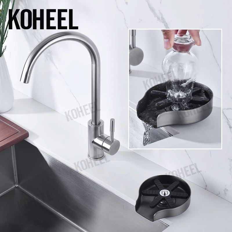 

KOHEEL Glass Rinser Kitchen Wash Cup Tools & Gadgets Automatic Cup Washer Stainless Steel Metal Two Different Types
