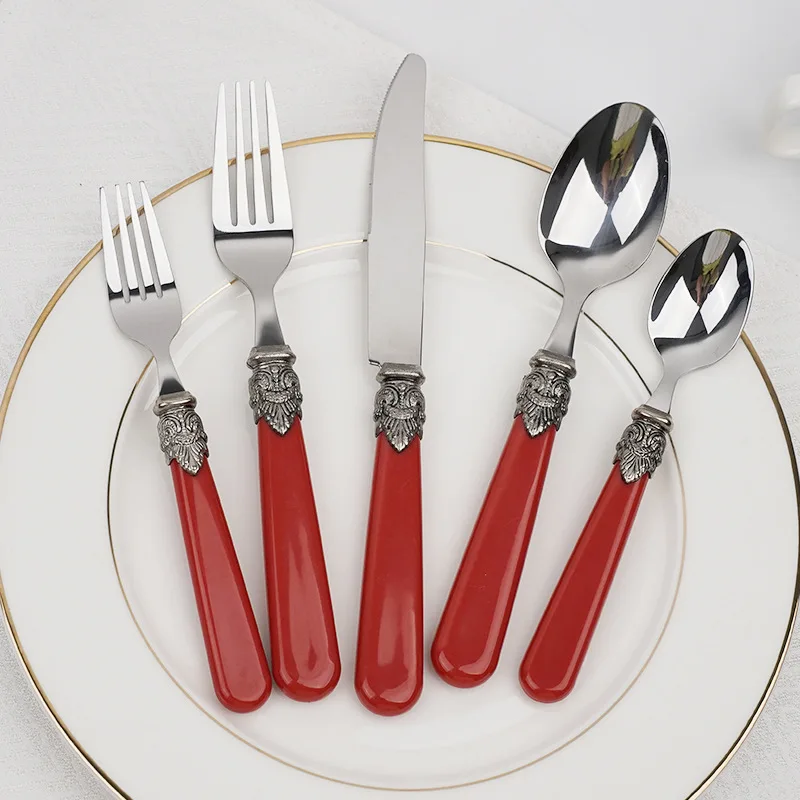 ABS Handle Dinnerware Set 304 Stainless Steel Steak Knife Fork Coffee Spoon Teaspoon Flatware Dishwasher Safe Kitchen Tablewar