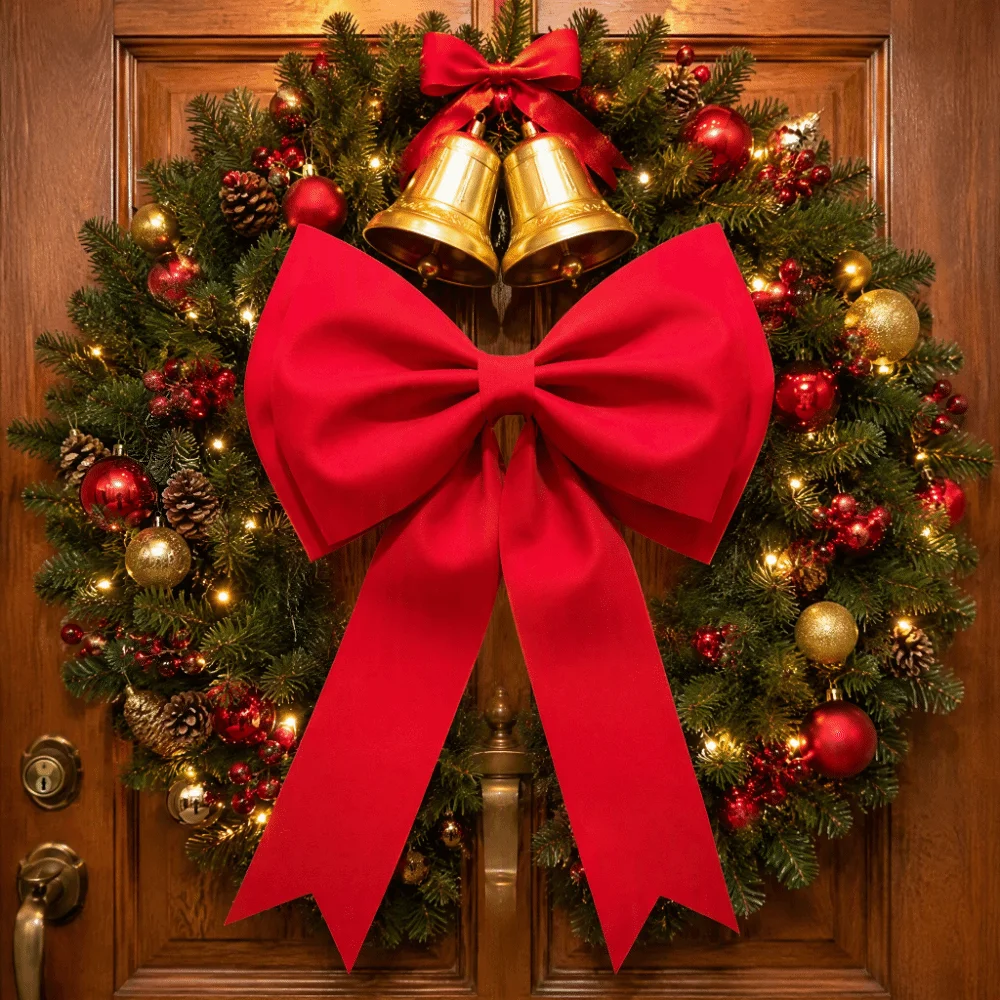 New Extra Large Christmas Velvet Bow Hanging Delicate EVA Bowknot Pendant Handmade Elegant Tree Decorations Front Door