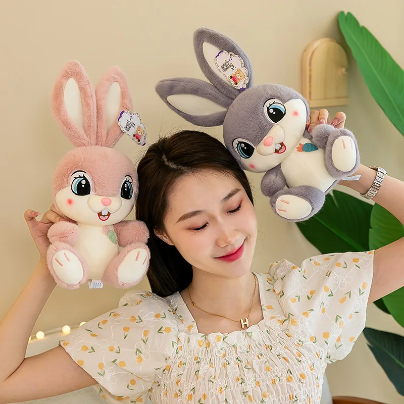 Kawaii Sweet Rabbit Plush Toy Stuffed Doll Long Eared Cartoon Bunny Cuddly Pillow for Kids Birthday Xmas Gift Soft Doll