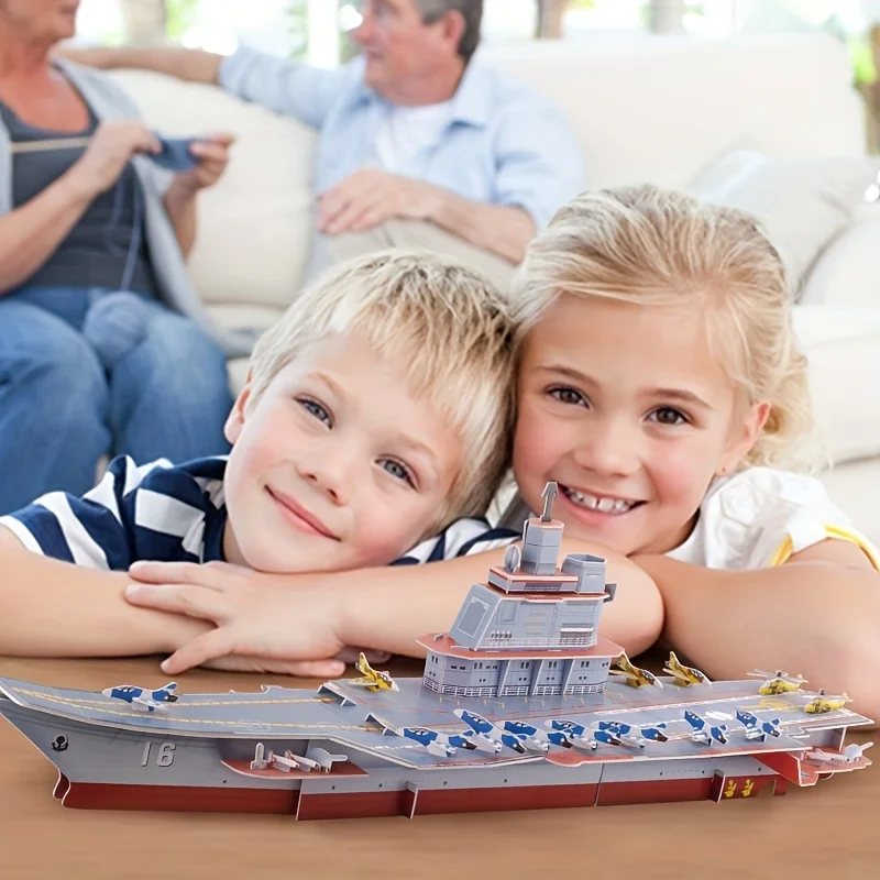 3D 항공 모함 크루저 퍼즐, 교육용 3D 퍼즐 장난감 세트, 손으로 조립한 모델, 어린이의 창의력과 상상력을 자극하고 소년 소녀에게 적합한 선물