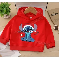 Stitch Christmas Children Hoodie Clothing Girl Boy Cotton Pullover Hooded Oversize Sweatshirt Kid TopCoat Tracksuit Baby Clothes