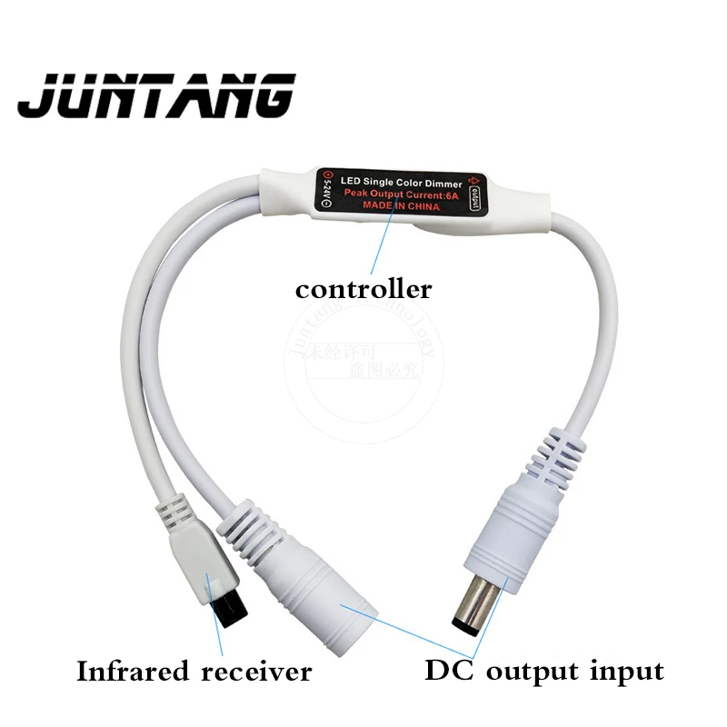 Infrared 6-key monochrome single-channel dimming controller LED light strip controller 5-24V mini IR monochrome controller