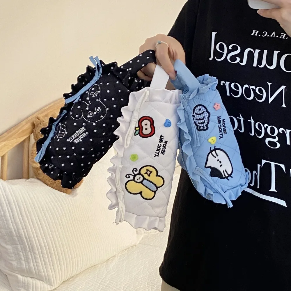 Large Capacity Cartoon Pencil Case Cosmetics Storage Cat Bee Rabbit Stationery Storage Bag Zipper Handheld Korean Pencil Bag