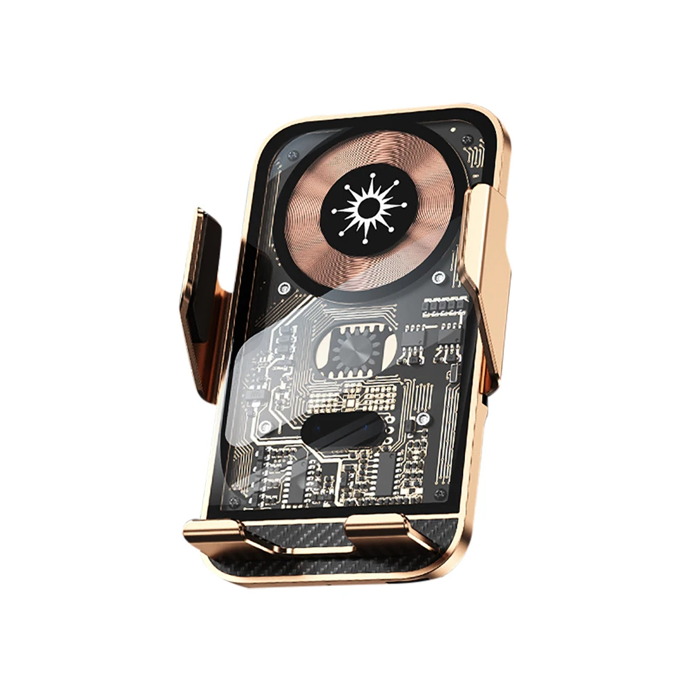 Cargador inalámbrico para coche, soporte para teléfono para iPhone, Samsung, Xiaomi, inducción infrarroja, estación de carga rápida Qi de 15W