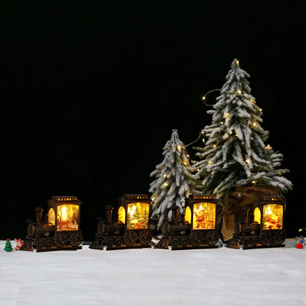 

Santa Claus Snowman Christmas Gift Crystal Sequins Christmas Eve Music Box Train Crystal Ball Ornaments Desktop Decoration