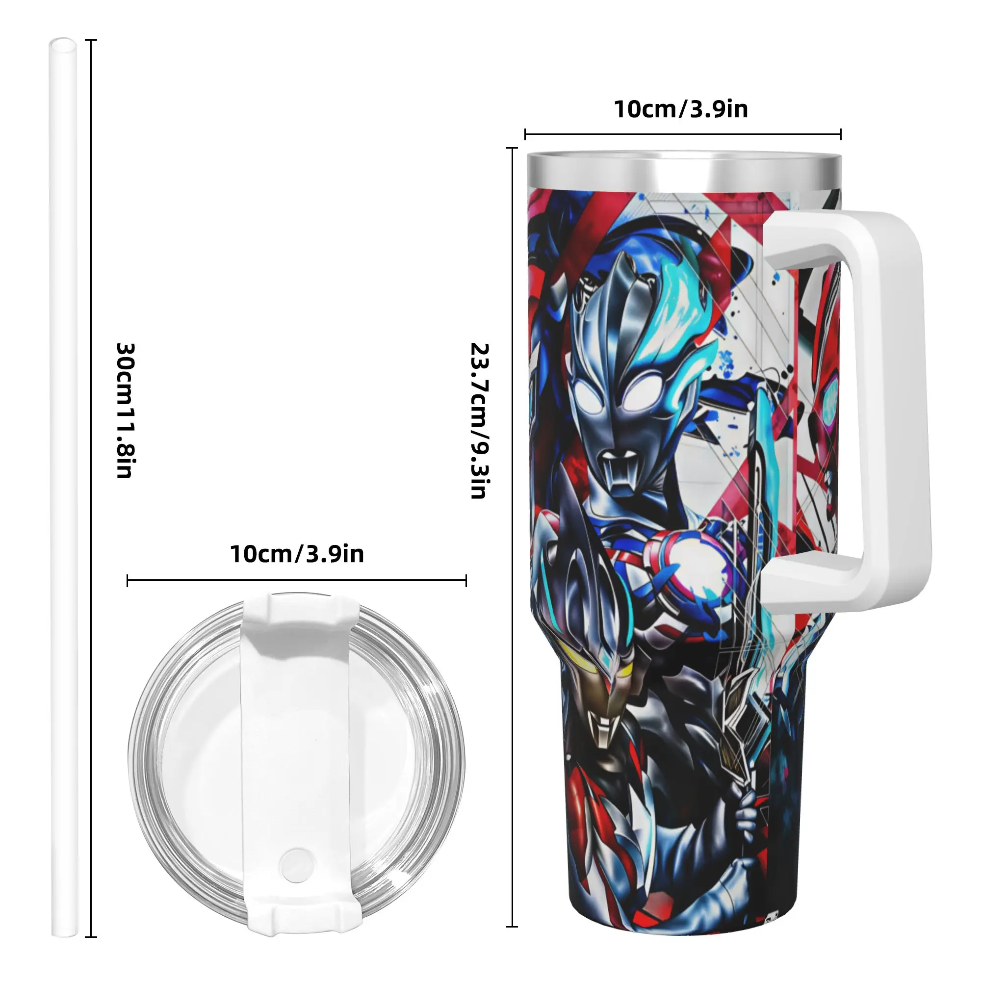 2026 New Ultraman Zero Stainless Steel Tumbler Thermal Mug With Straws and Lid Large Capacity Mugs Cup Drinks Water Bottle view 4