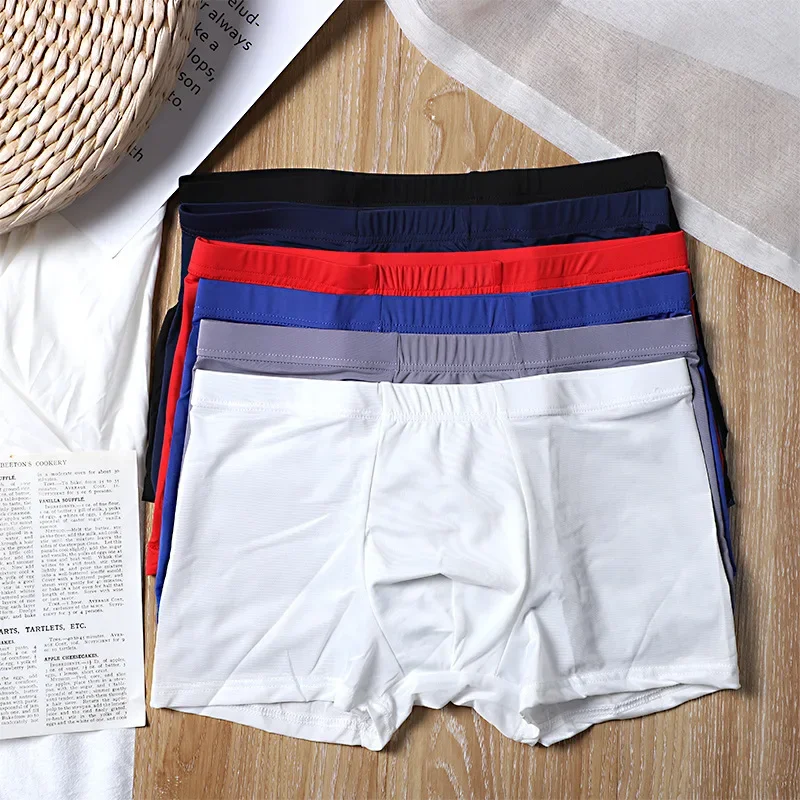 Männliche Schriftsätze Modal herren Unterhosen Atmungsaktive Licht Komfortable Sexy Eis Seide U Konvex Sport Große Größe Boxer Unterwäsche Shorts