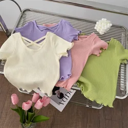 Summer Girls T-shirts Children's Soft Tops for Baby Cute Short Sleeve Tees Little Girls Bottoming Shirts Casual Toddler Clothing