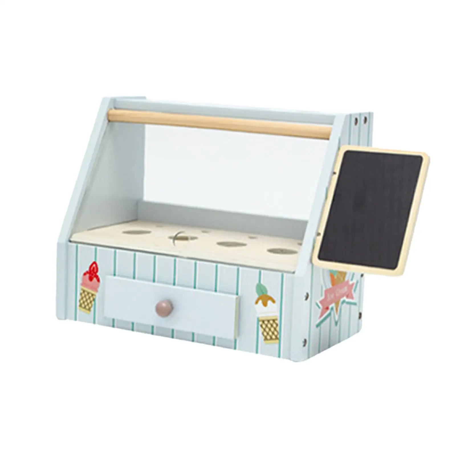 Set da gioco per bancone gelato in legno Set da gioco per gelato in legno Set per alimenti e accessori Set di giocattoli alimentari per ragazze e ragazzi di 3-8 anni