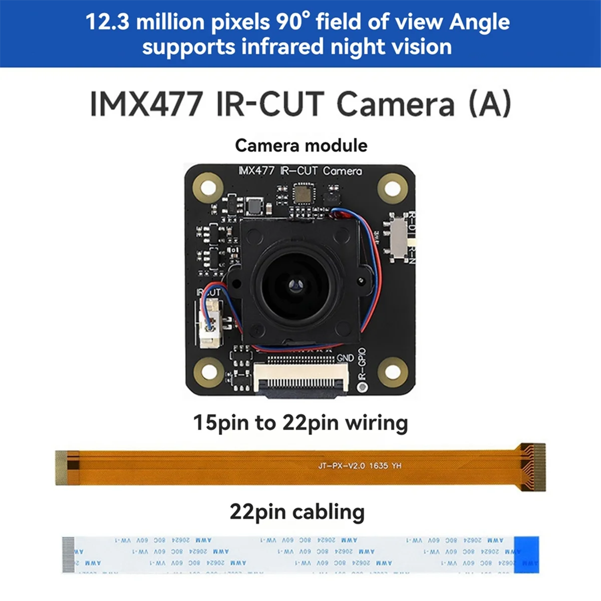 Top Sale IMX477 IR-CUT Camera Module for 12.3 Megapixel Camera Module Compatible with Series Motherboards