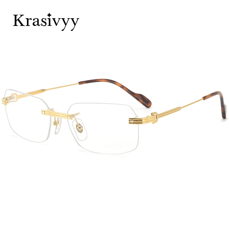 Krasivyy Brand Rimless Glasses Frame Men Titanium Luxury High Quality Prescription Eyeglasses Women Ultralight Optical Eyewear