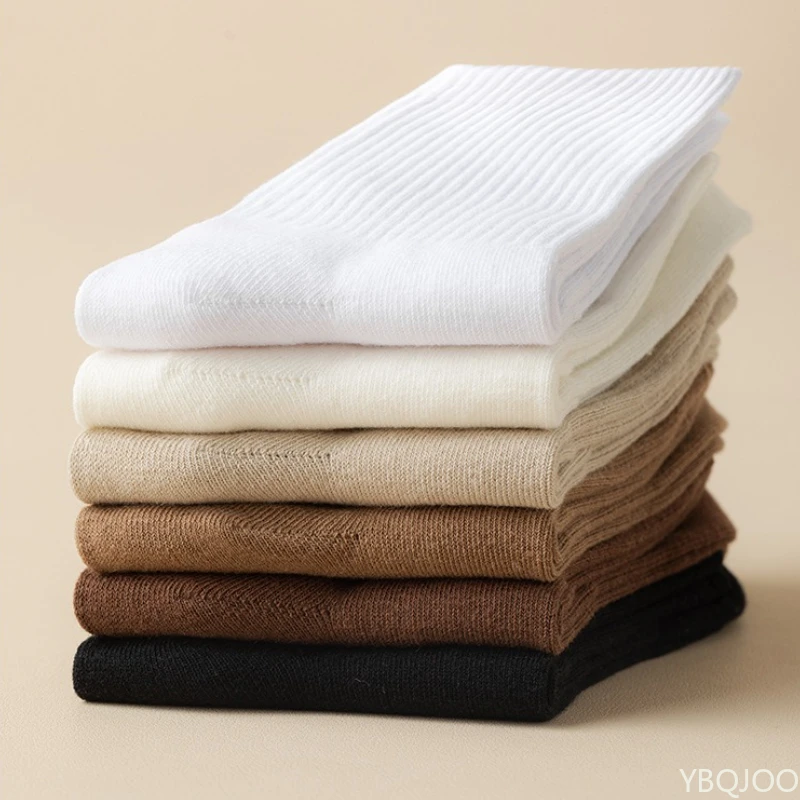 6 Paar Herren-Mid-Tube-Socken aus reiner Baumwolle, einfarbig, Herbst-Männer, Sport, geruchsdicht, antibakteriell, schweißabsorbierend, Herrensocken