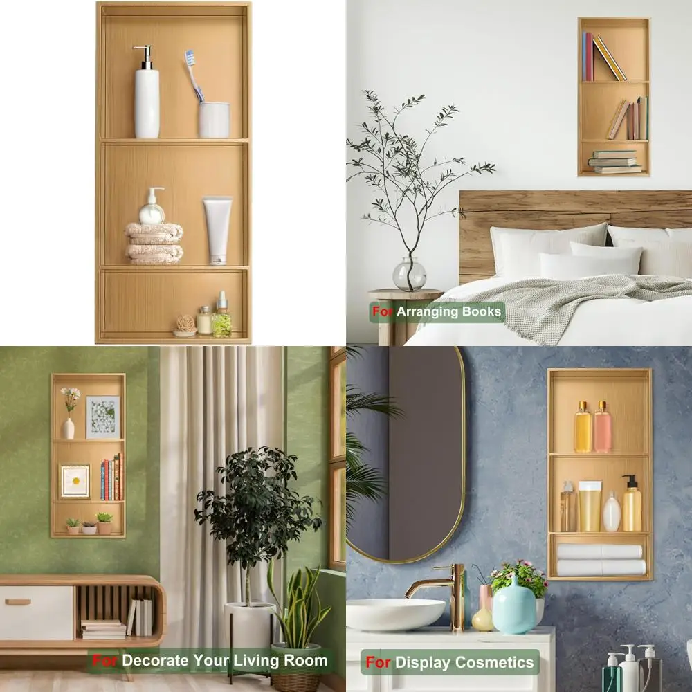 

Stainless Steel Shower Niche: Elegant Bathroom Recessed Shelf Organizer for Storage without Tiling
