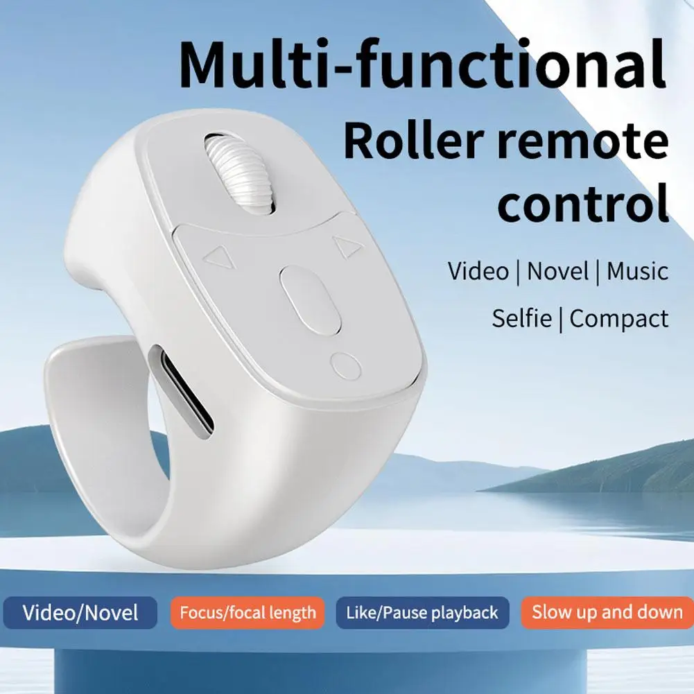 Scrolling Ring Wireless Finger Shutter Remote Control Page TurnerMobile Phone Controller Bluetoothcompatible For Home Travel Car