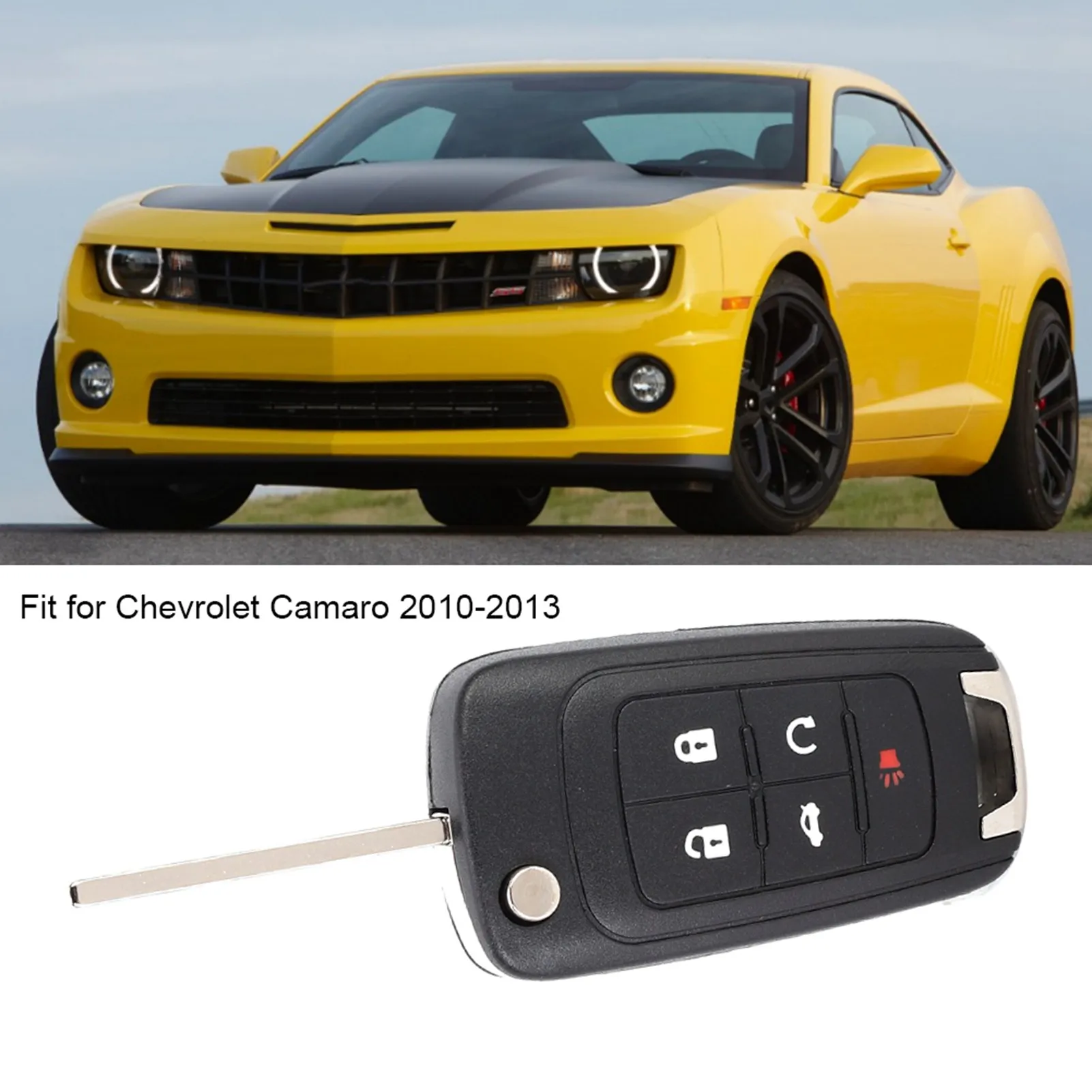 5 Button Flip Key Fob Case Shell Replacement Fit for Chevrolet Compatible with 2010-2013 Remote Key Cover Housing