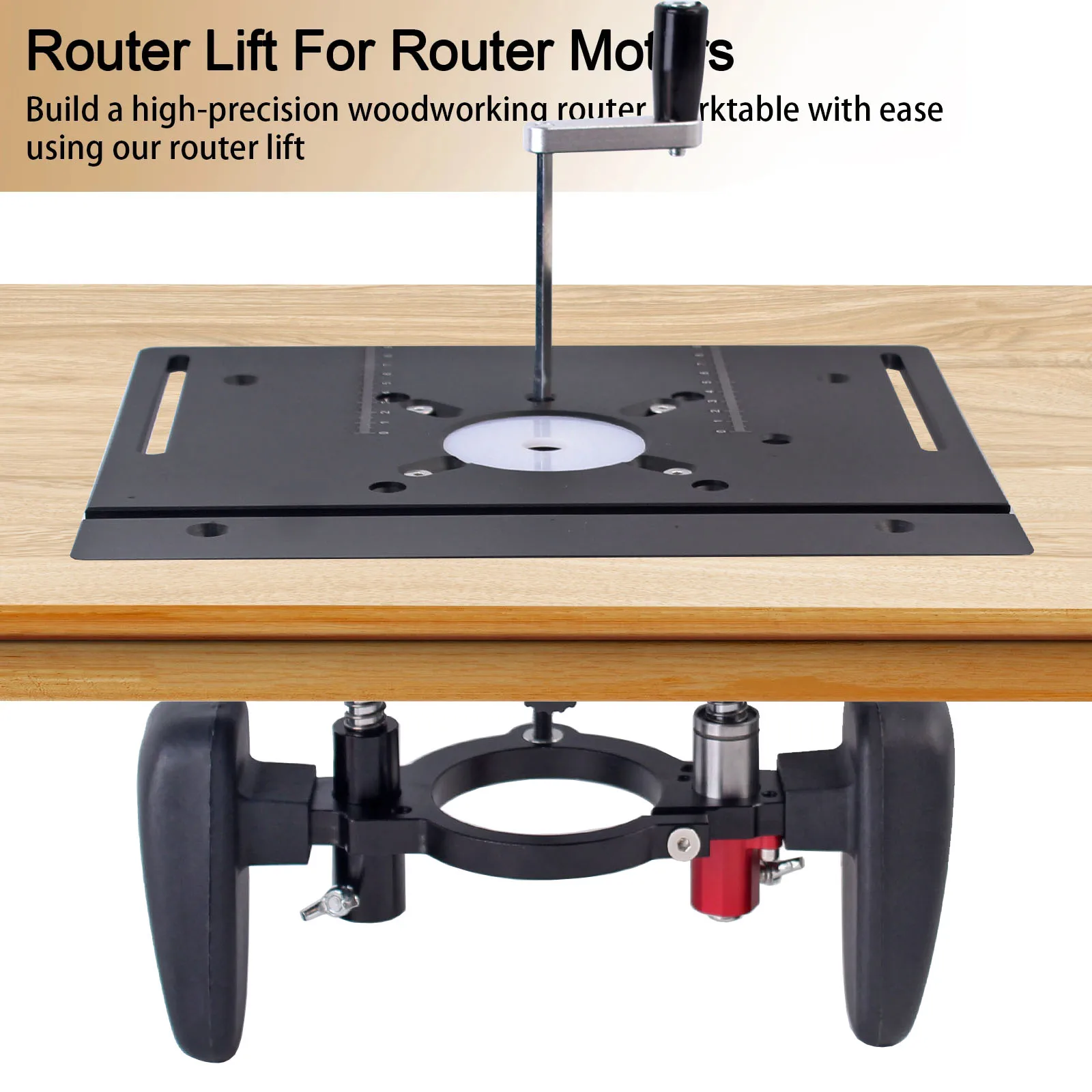 

Router Lift Kit W/ Aluminum Router Plate for 65mm Diameter Motors Woodworking Router Table Workbench Trimmer Engraving Machine