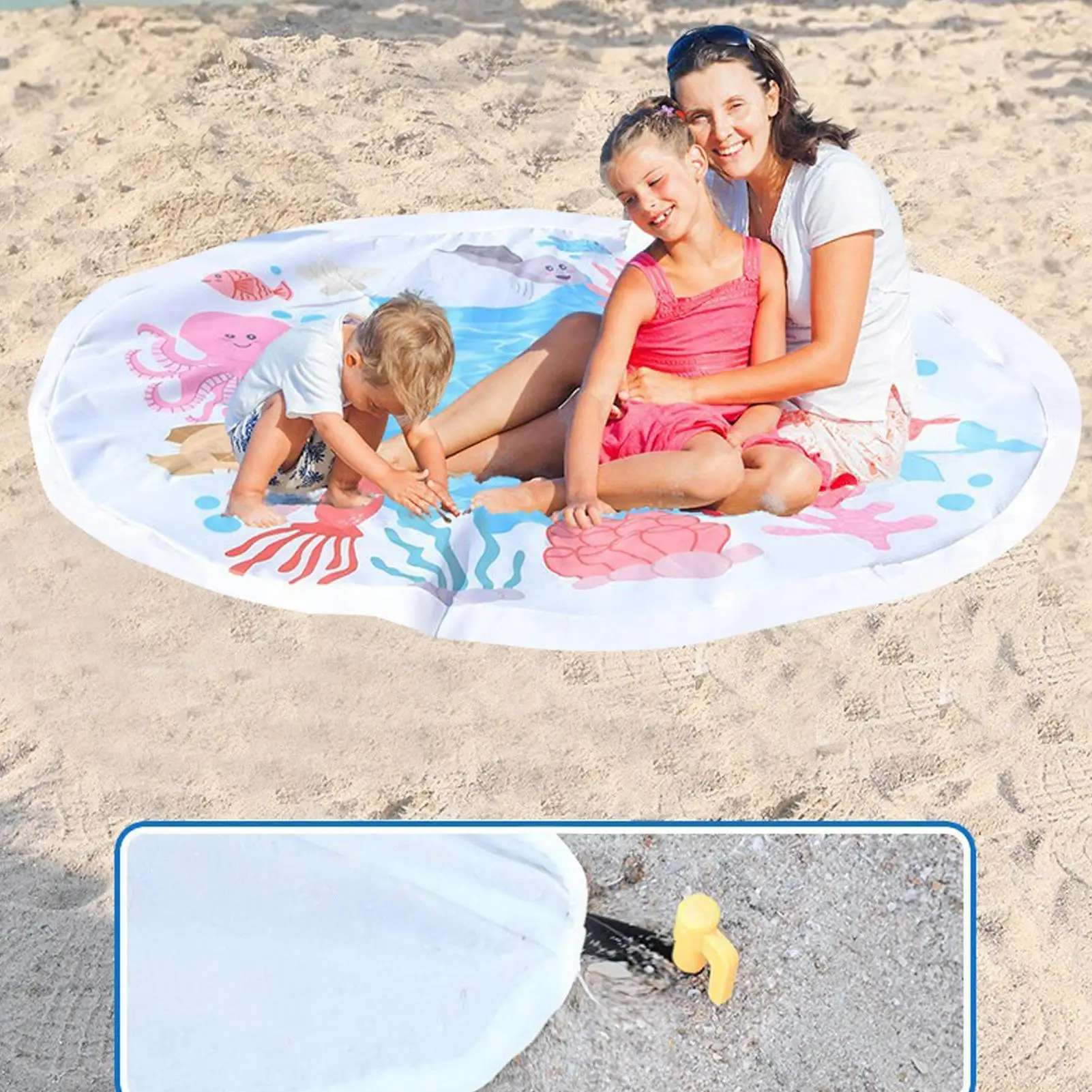 Portable 2 in 1 Baby Water Paddling Pool 140cm Foldable Water Play Mat for Kids Outdoor Beach Camping Travel Activities
