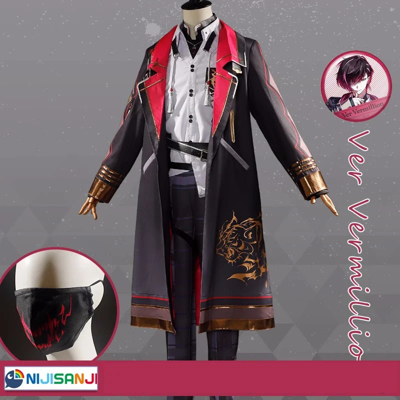 InYOYO Ver Vermillion Cosplay Costume Vtuber Nijisanji XSOLEIL Fashion Handsome Uniform Suits Halloween Party Outfit S-XXL