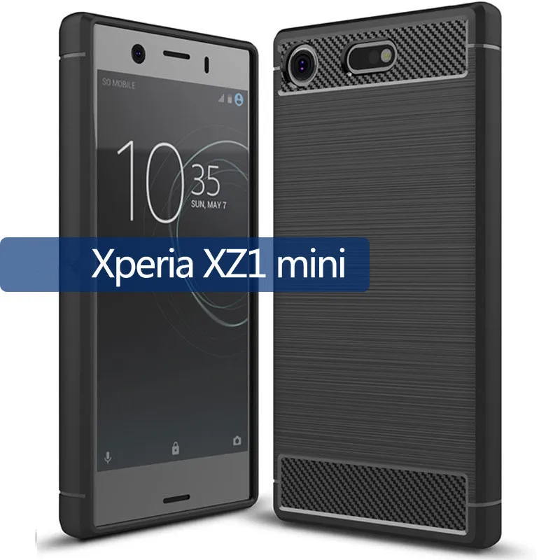 Carbon fiber Cover For Sony Xperia XZ1 Compact XZ1mini Shockproof Phone Case for Sony Xperia XZ1 Mini Bumper Silicone Case