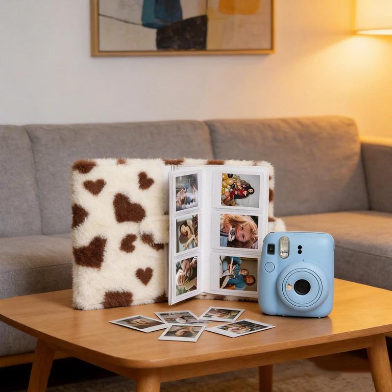 

Новый 3-дюймовый фотоальбом в форме сердца на 96 карточек, плюшевый, для сохранения воспоминаний о детстве, подходит для моментальных фотографий Instax Mini 12/11/Evo/40/7+/25/90/99/Se/Link2/3, подходит для пленок Fujifilm Instax Mini.