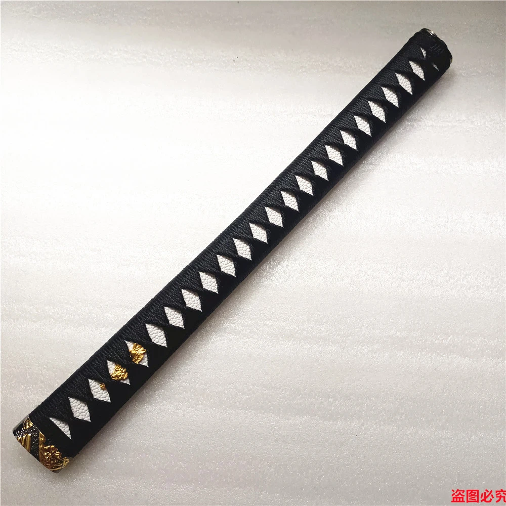 Nice Japan 40cm Long Tsuka Handle Black Ito Alloy Fuchi Kashira Menuki Parts For Japanes Sword Samurai Katana TSUKA Fittings