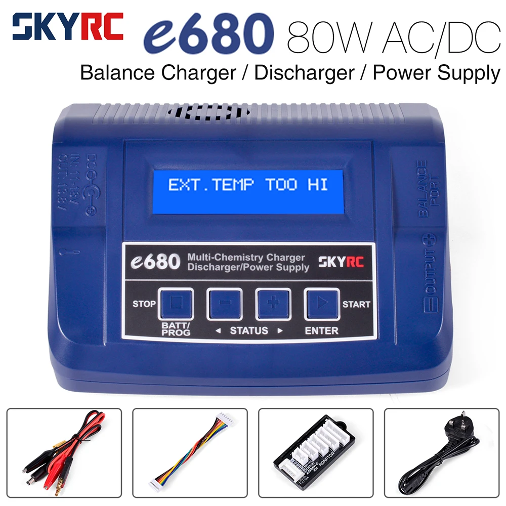 SKYRC e680 Charger 80W AC/DC Balance Charger Discharger Power Supply for 1-6s LiPo Battery