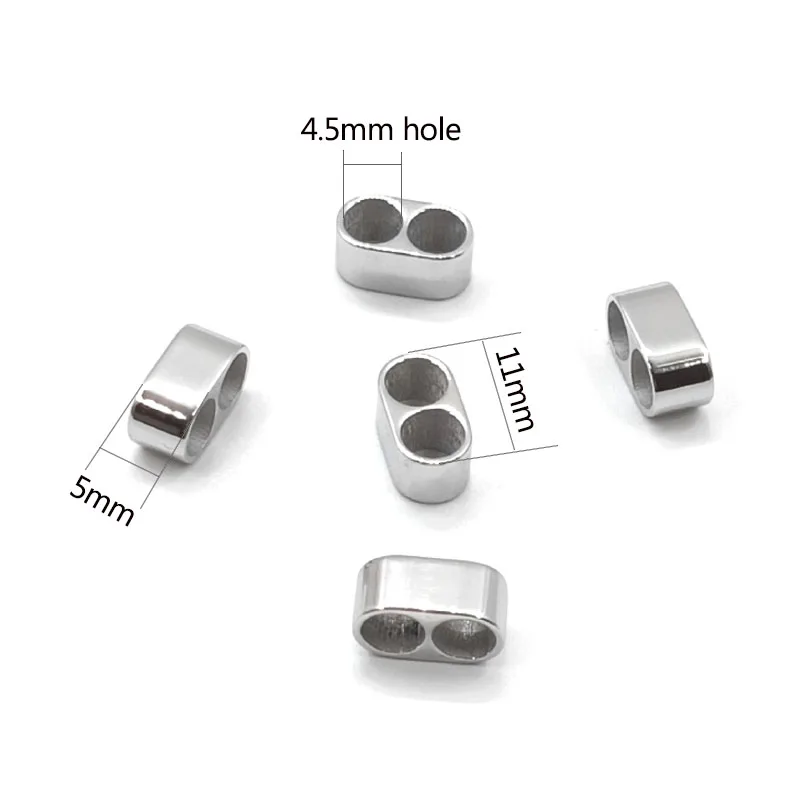 4Pcs Stainless Steel Beads Spacers Large Hole Metal Pendants Sliders Beads for Leather Bracelet DIY Jewelry Making Accessories view 4