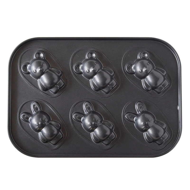 Cotta dessin animé ours lapin 6-Cavi plateau de cuisson grille-pain four outils de cuisson japonais Sle acier au carbone ustensiles de cuisson à domicile
