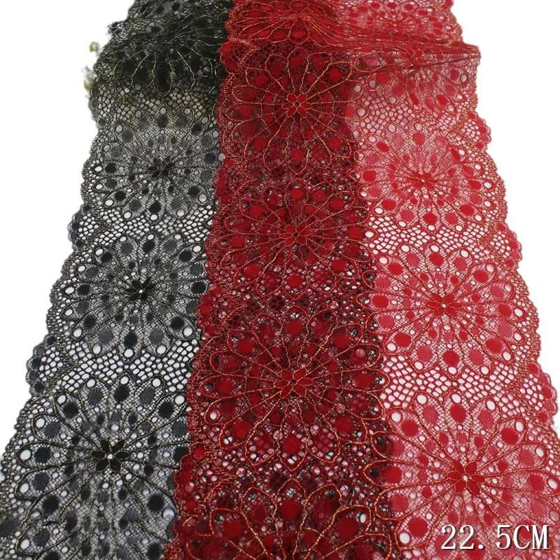 

50Yards Black Red Elastic Stretch Lace Trim For Dress Bra Sewing Costume Lingerie Fabrics