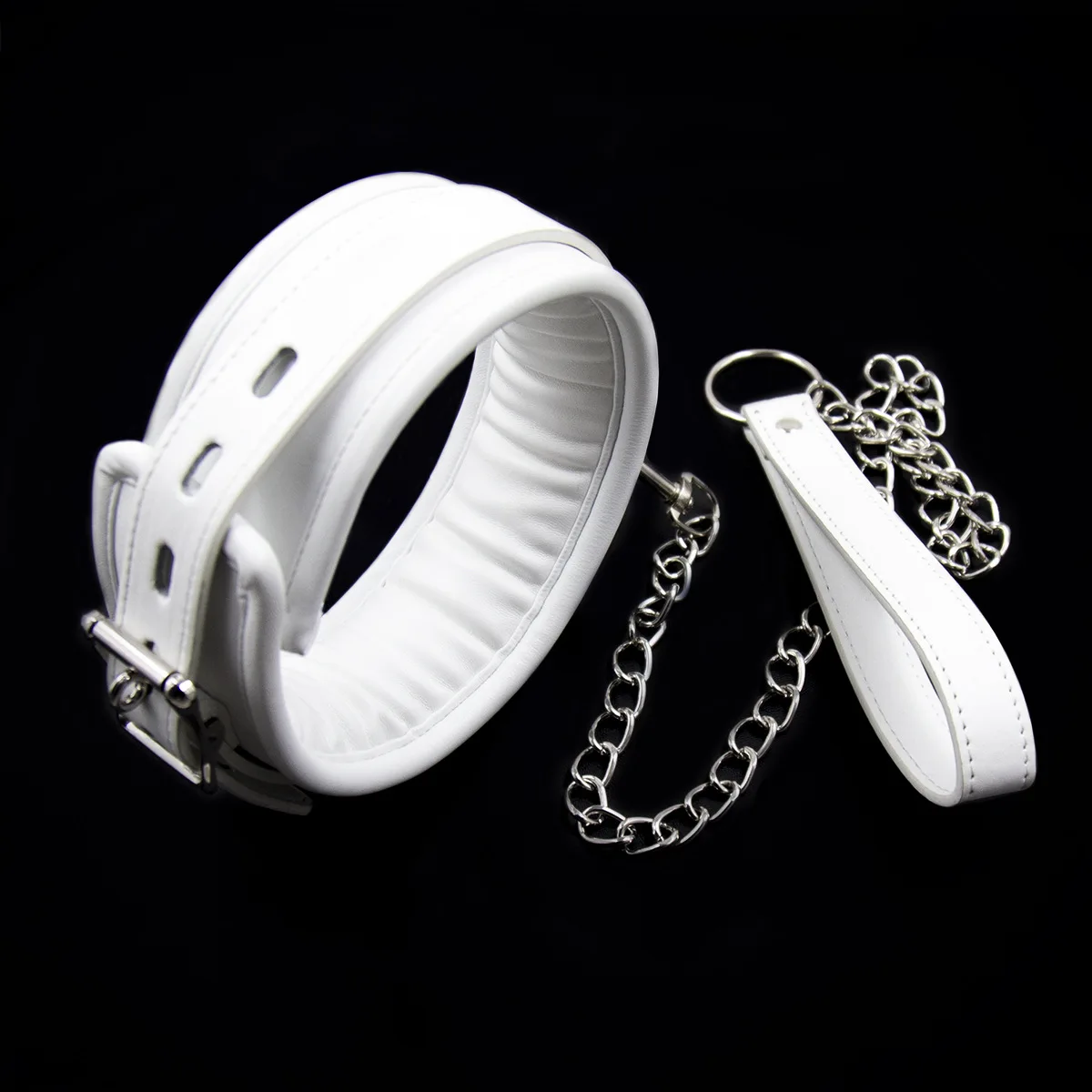 

Premium Luxury White Bondage Collar Leather Restraint Collar & Belts Sexy Lingerie Fetish Harness Women's Accessories