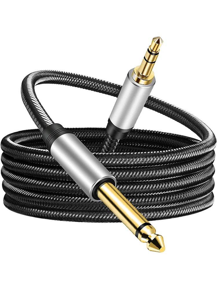 Câble adaptateur d'interconnexion stéréo 1/4 pouces TS vers 1/8 pouces TRS, 6.5mm mâle à 3.5mm mâle, cordon de raccordement Mono vers stéréo