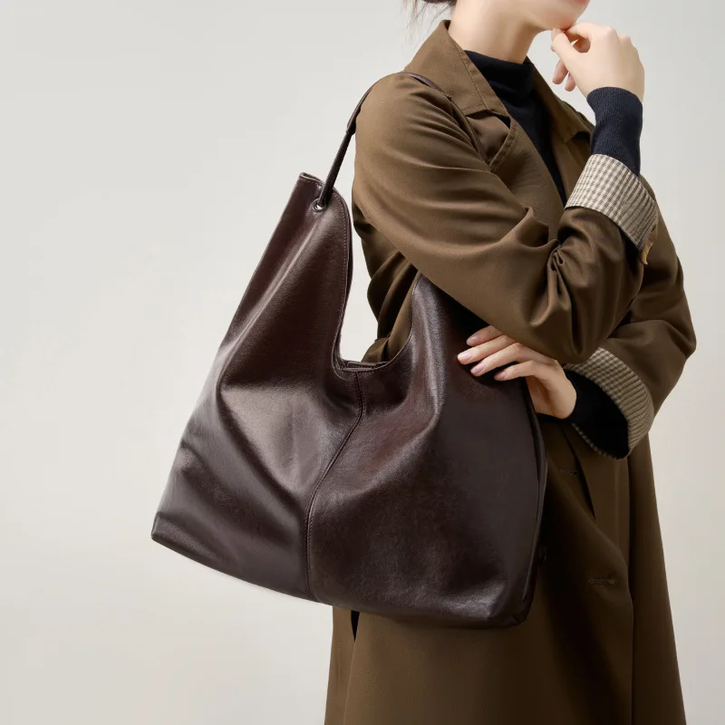 2026 Women New Genuine Leather Tote Bag Lady Large Capacity High Quality Versatile Shoulder Bag Female Chic Valentine Day Gifts