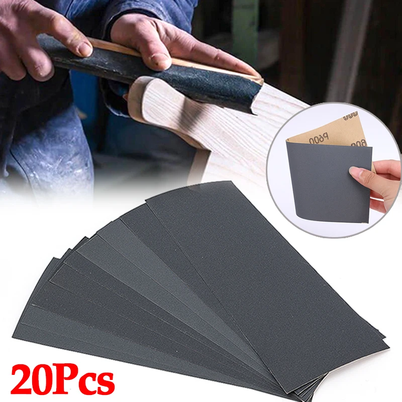 10/20Pcs Wet Dry Sandpaper Assortment Grit Sanding Paper for Wood Furniture Finishing Metal Wall Polishing Manual Sanding Tool