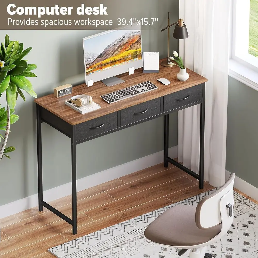 Rustic 39.3 Home Office Desk with Storage Drawers for Modern Study Spaces