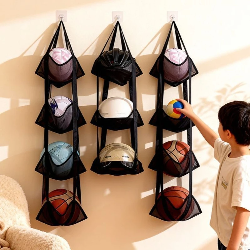 Support mural suspendu pour ballons, organisateur de porte pour ballons de football, poupées, casques – Rangement quotidien pratique