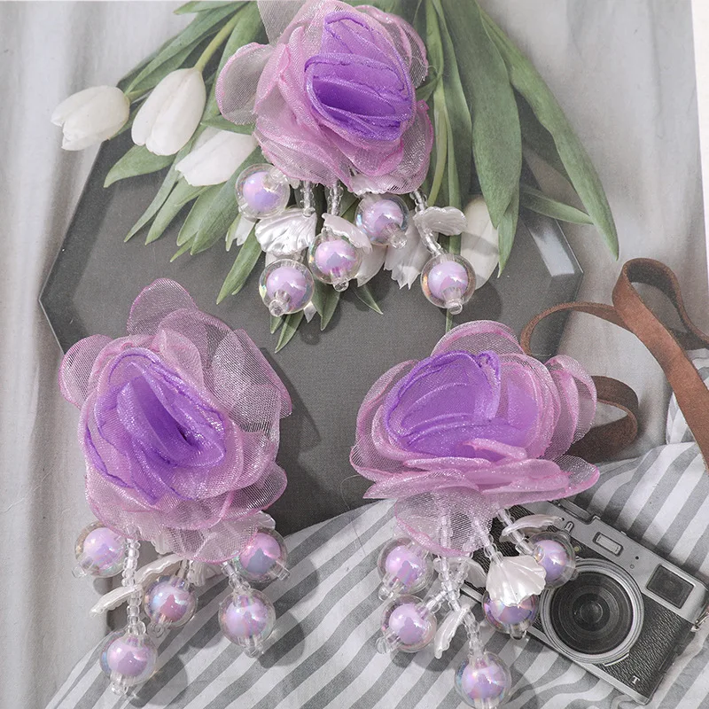 

10 шт., светло-фиолетовая шариковая сетка, пряжа, цветок, железная нашивка, сделай сам, шапки, обувь, сумки, аксессуары, нашивки для одежды