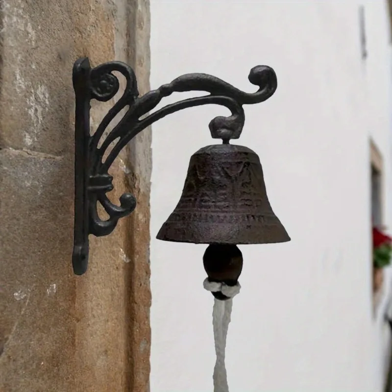 1 Pc Vintage Cast Iron Wall Bell Antique Rustic Hanging Bell for Farmhouse & Front Door Decor