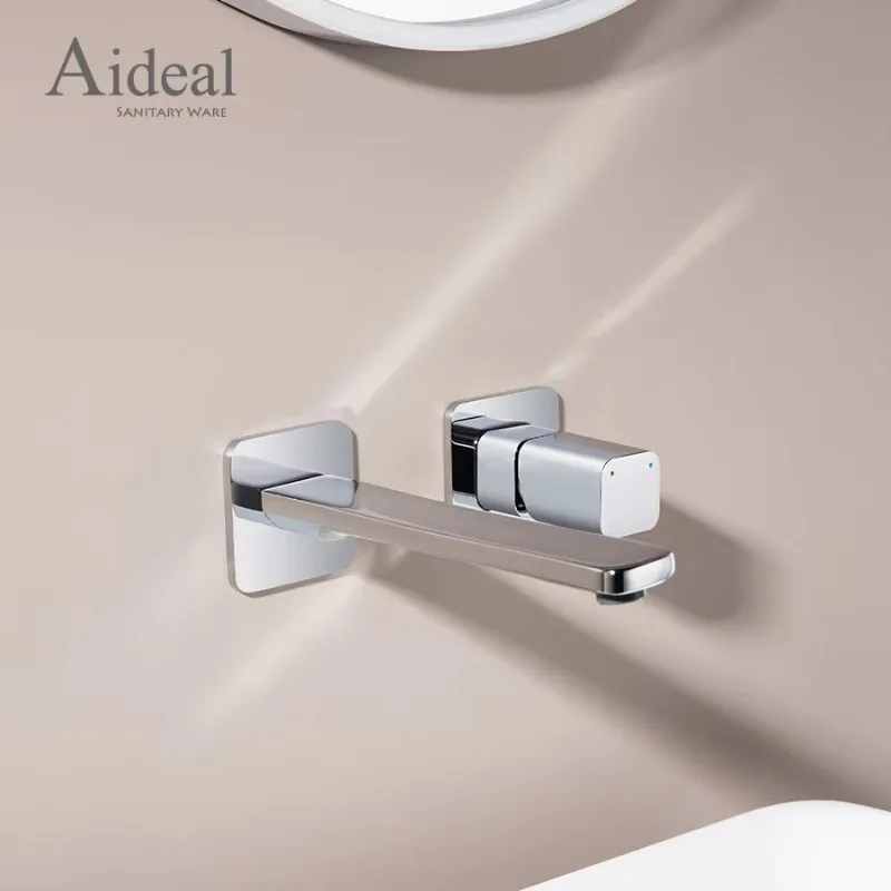 Stylish and Simple Design Brushed Gold Bathroom Inner Wall Installation Basin Faucet Hidden Hot and Cold Basin Faucet