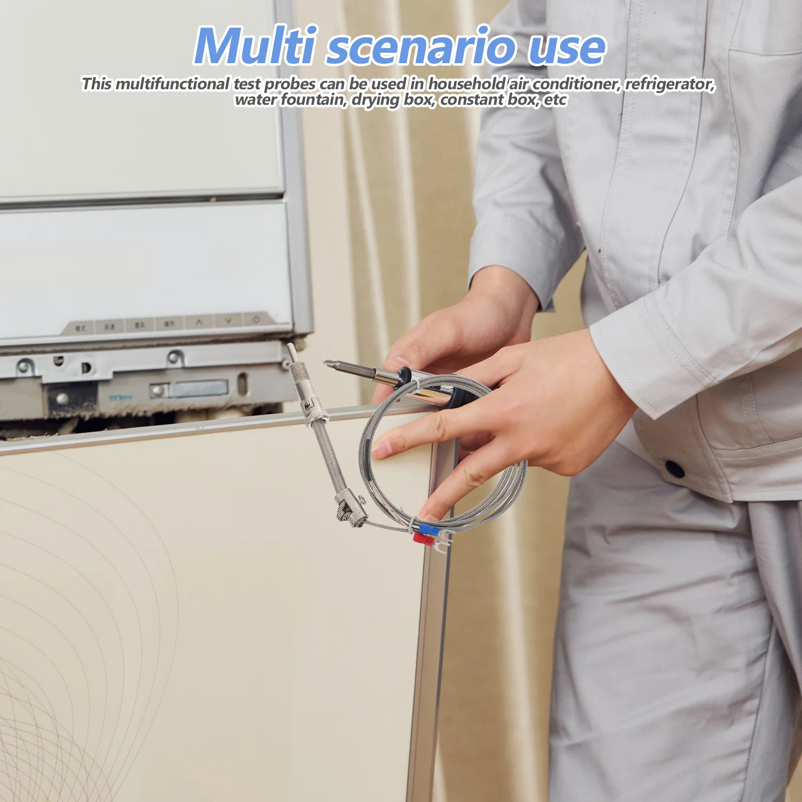 

2M Rustproof Temperature Measurement Probe Stainless Steel Thermal Coupler for Laboratory Drying Oven Immersion Monitoring