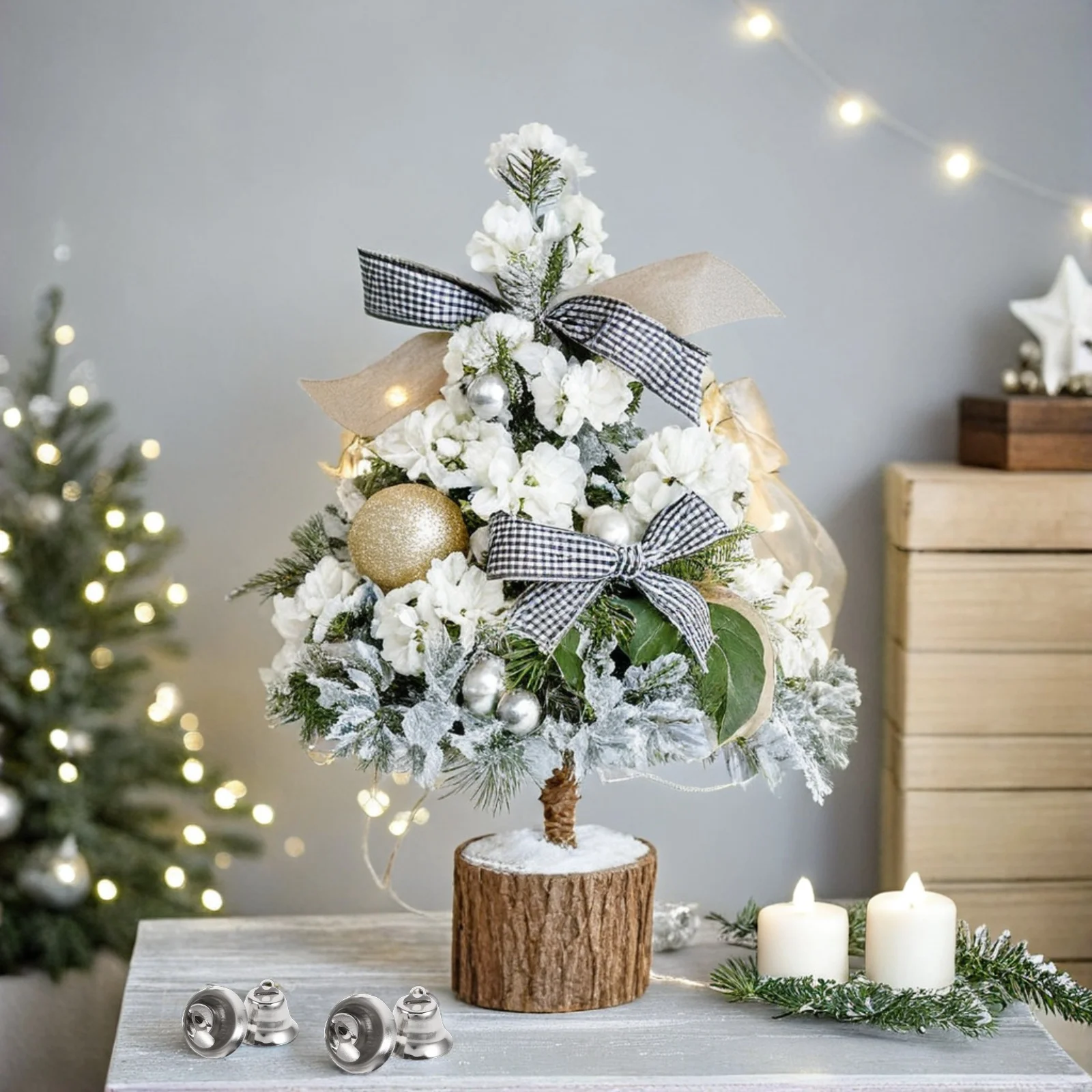 

20pcs 2.1Cm Mini Metal Jingle Bells Christmas Tree Decorations Ornaments For Diy Crafts Holiday Home Gift Silver