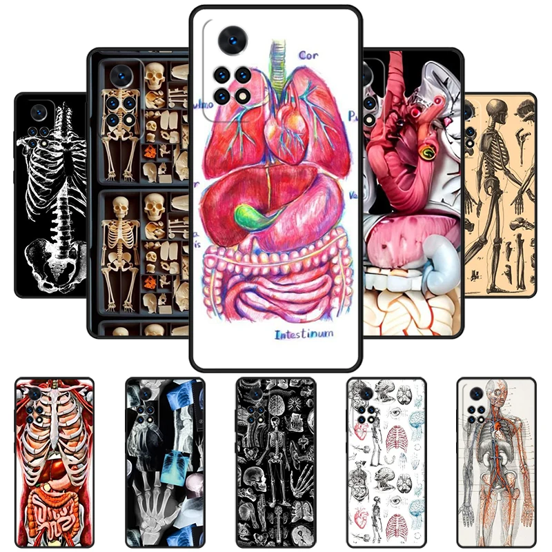 Radiological human organs Skeleton Phone Case For Redmi Note 11 EPro 11S 10T 9S Promax 8 Pro Xiaomi Mi 11 12X 12S Ultra Cover