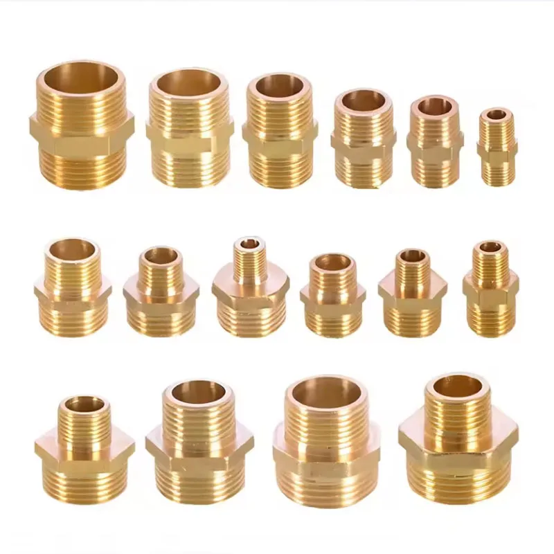 1PCS 1/8 1/4 3/8 1/2 3/4 1 Male to Male Thread Brass Pipe Hex Nipple Fitting Quick Coupler Adapter Water Oil Gas Connector